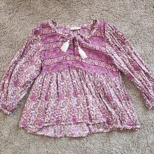 Lucky Brand Bohemian Tassel Blouse